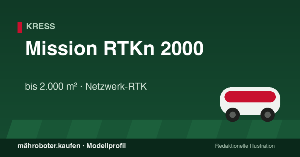 Redaktionelle Grafik zum Mähroboter-Profil Kress Mission RTKn 2000